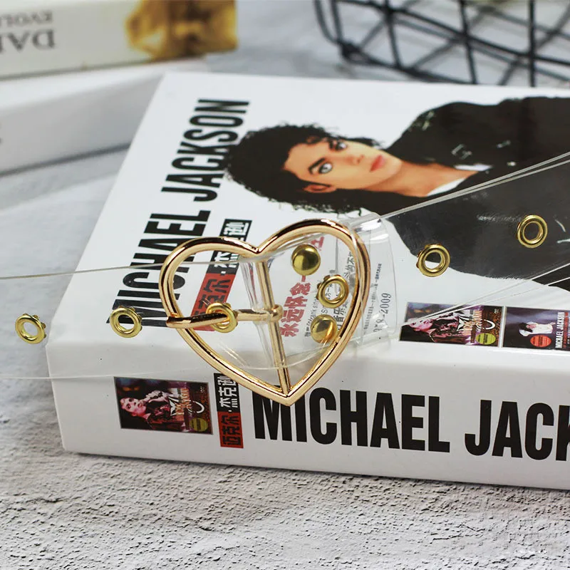 1PC Women Transparent Clear Round Square Heart Pin Buckle Wide Bands Ladies Waistband Punk Waist Belt