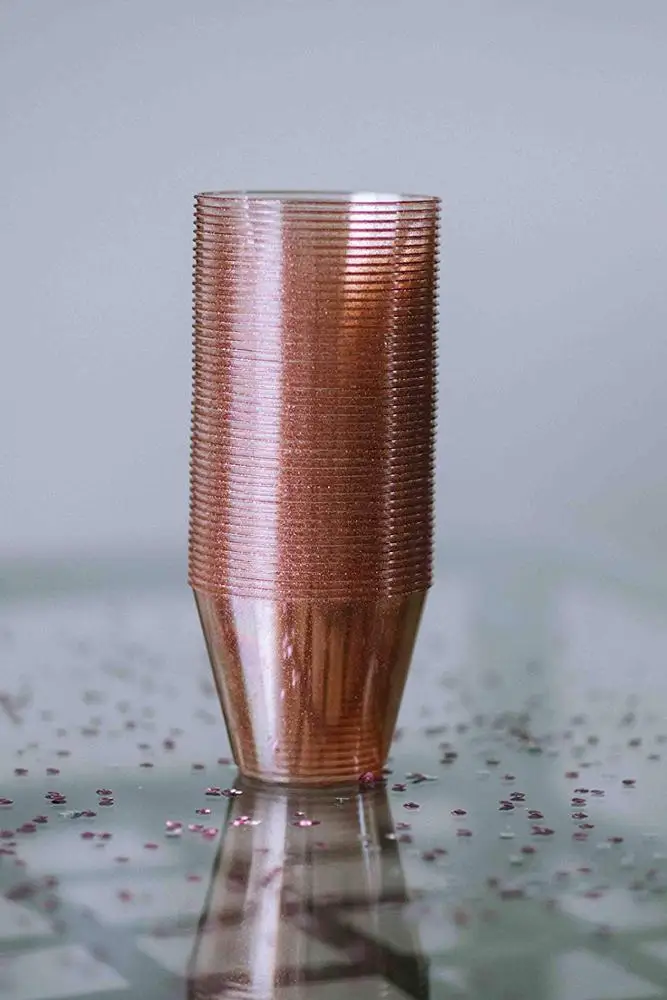 Rose Gold Powder Clear Plastic Cups