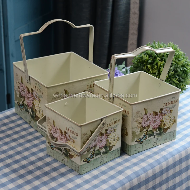 Decoration Colorful Garden And Garden Multi-size Flower bucket Mini Metal Flower Pot Plants