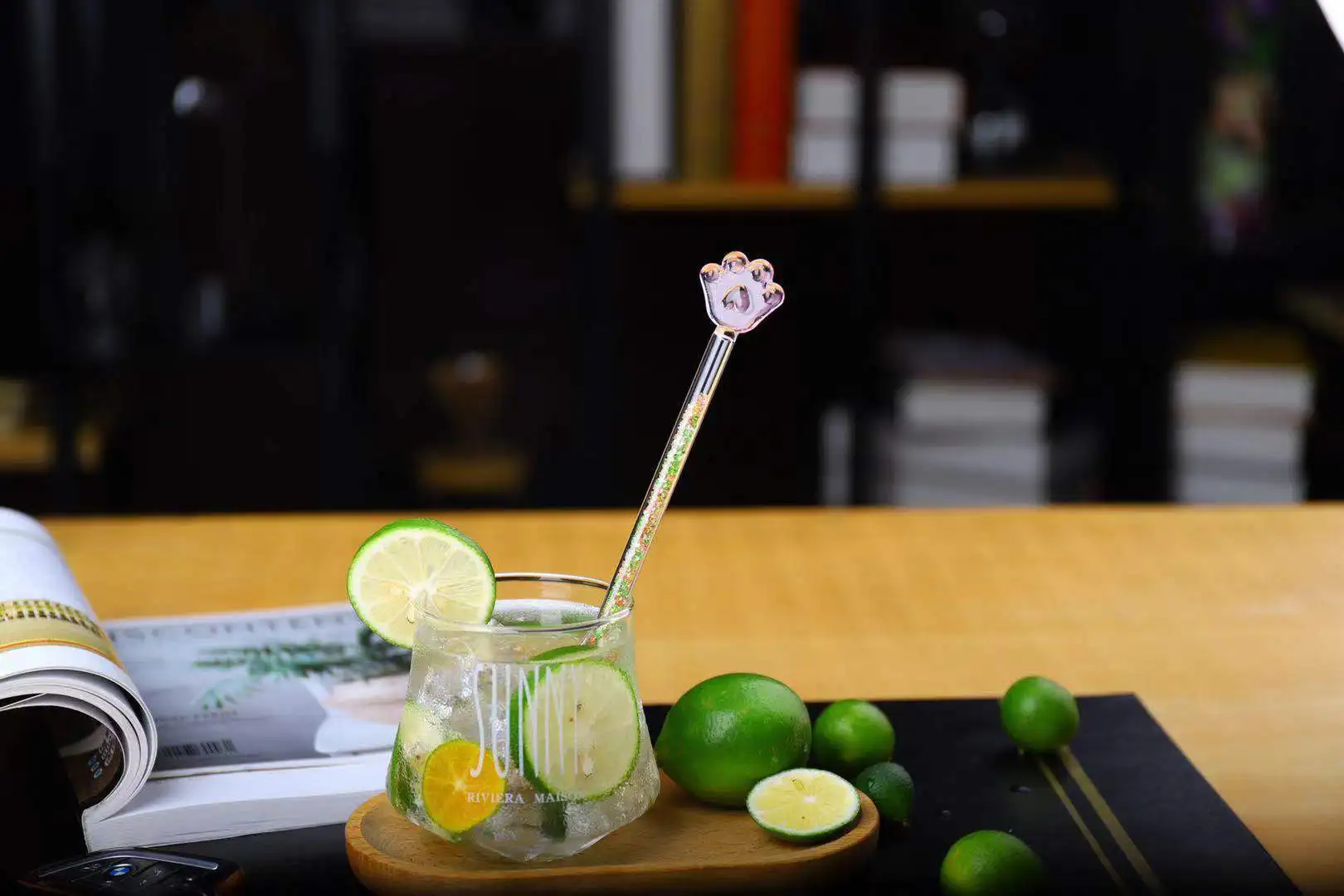 Custom Reusabl Glass Drink Stirrer Coffee Stirrer with Crystal Infused