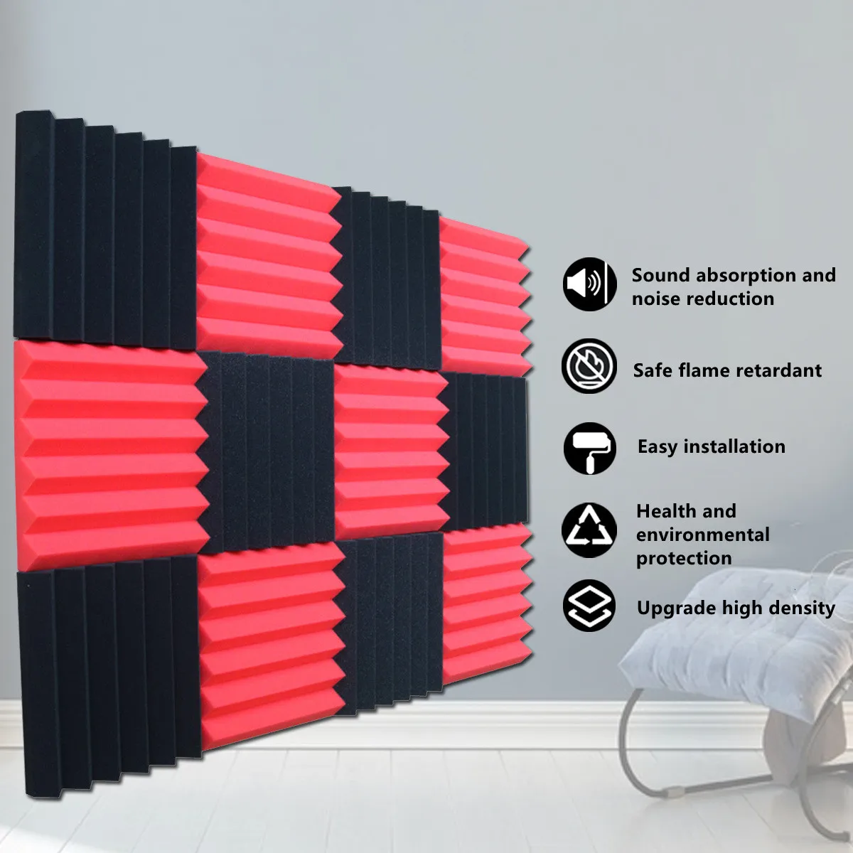 Sound insulation cotton triangular groove sound-absorbing cotton self-adhesive wall indoor flame retardant