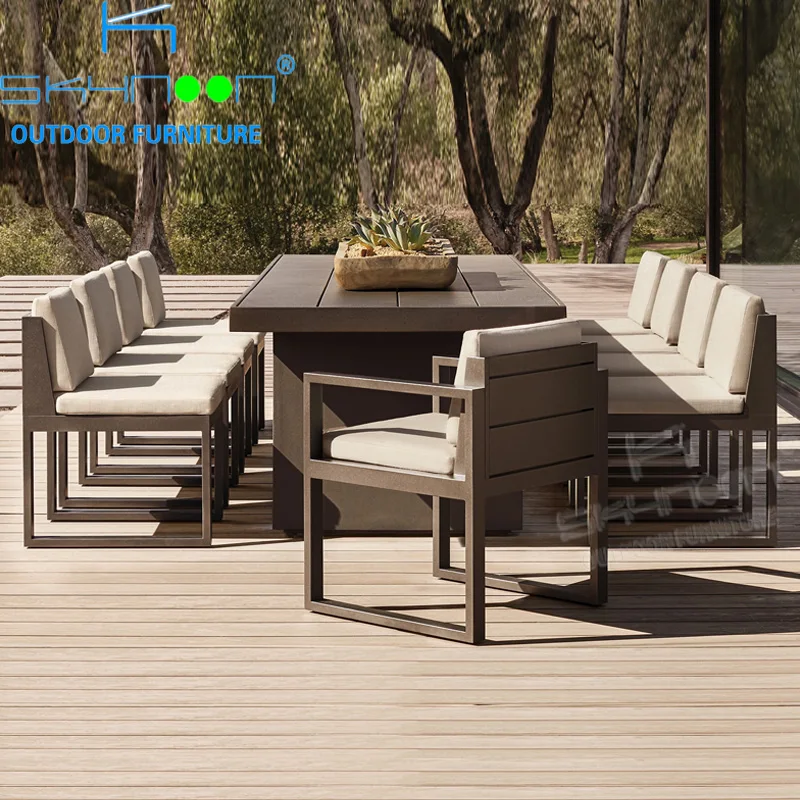 Modern metal garden dining sets durable outdoor dining table and chairs high end patio garden sets(41045)