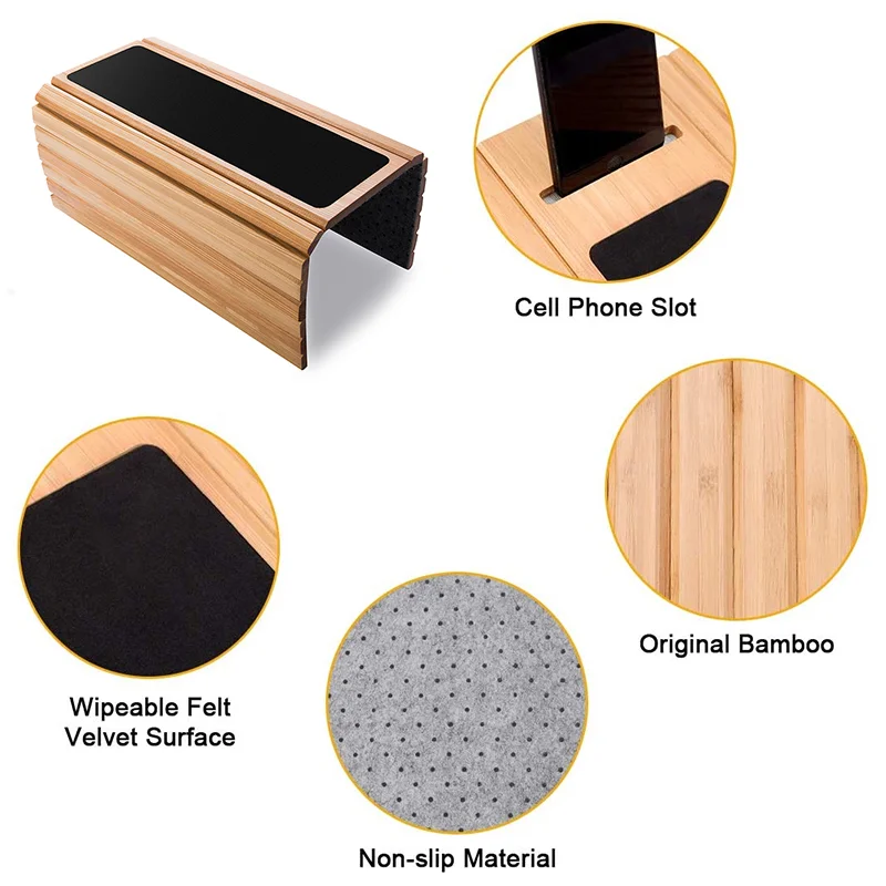 Factory customized  wooden sofa armrest tray Bamboo foldable non-slip