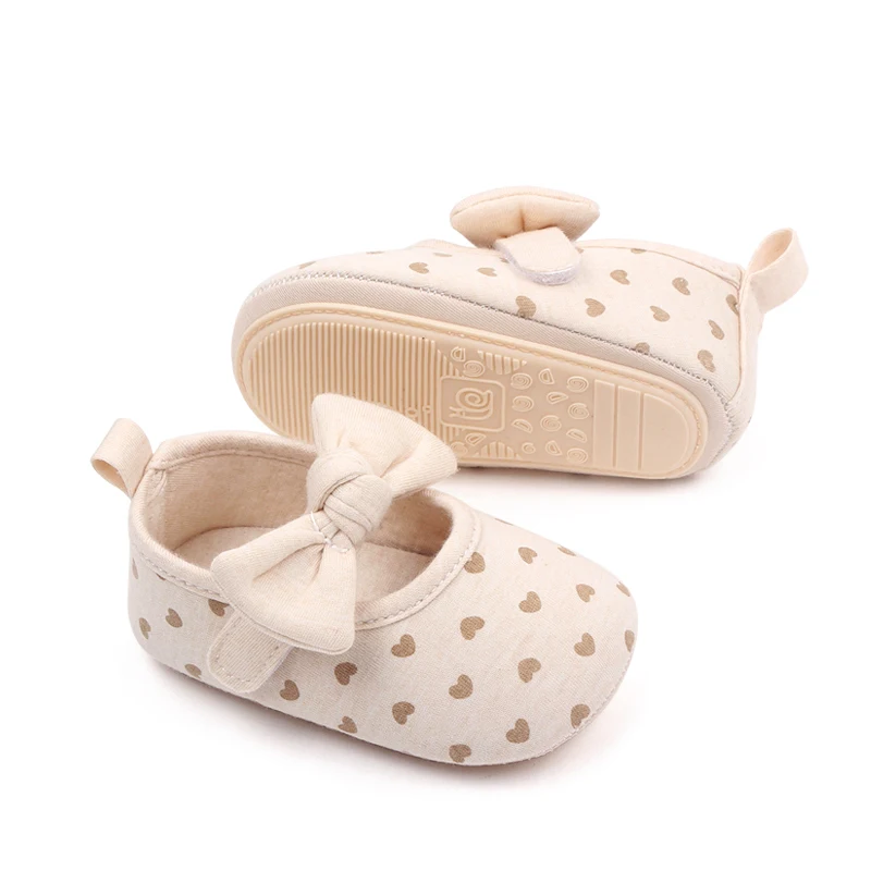 Beige Color Heart & Star Design Baby Princess TPR Shoes Baby Casual Shoes