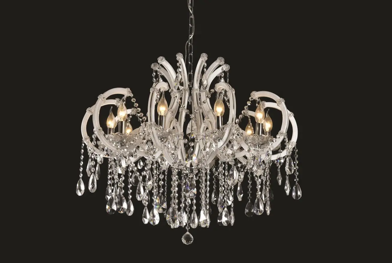 Modern popular indoor decoration white maria theresa chandelier for wedding european palace lighting candle lamp chandelier