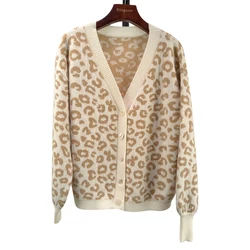 Gg 2020 Fashionlatest Design Custom Sweater 30% Cashmere Sweater Leopard Jacquard Cardigan Sweaters Women Autumn Lady Women