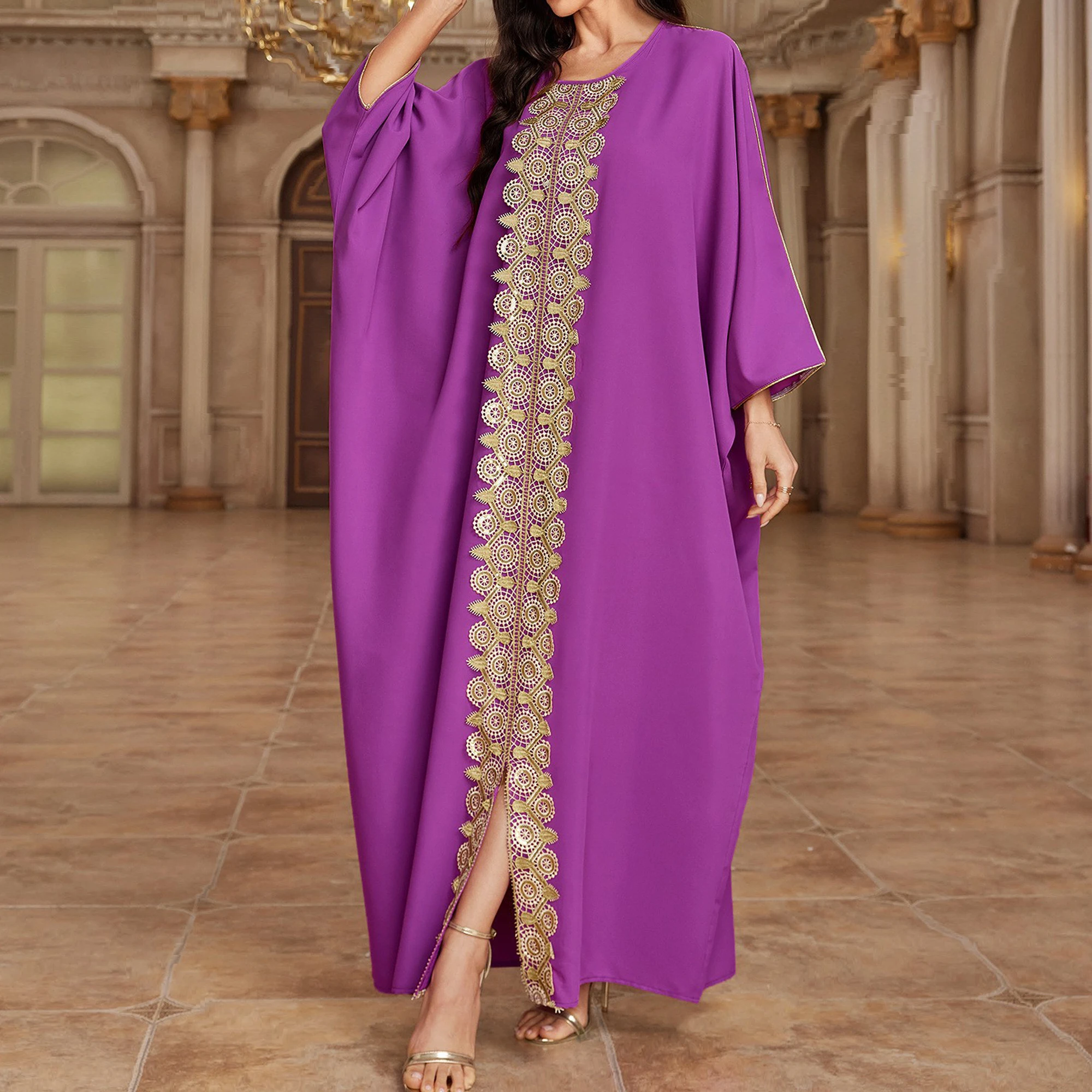 Custom Middle East Dubai Ethnic Style Embroidery Long Sleeve Muslim Uniform Dress Islamic Clothing For Women