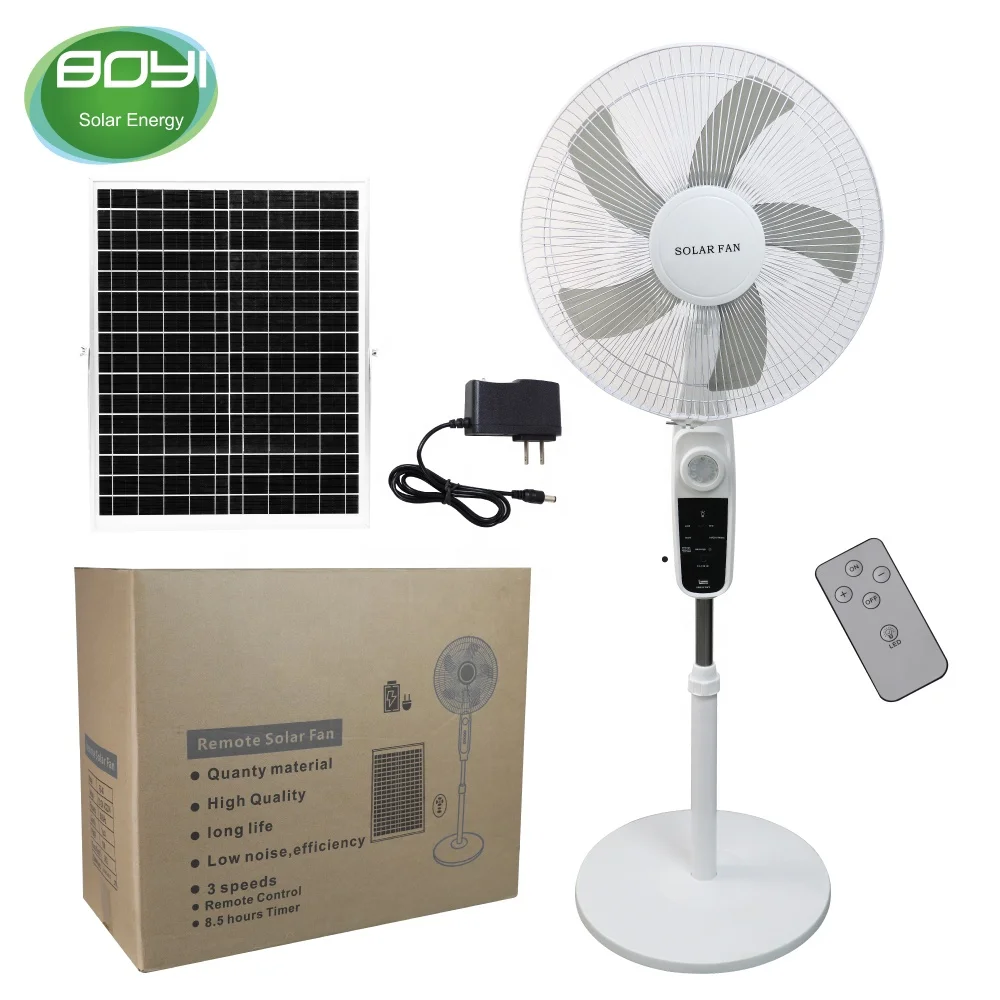 Solar Lighting Fan Remote Control Can Shake Four Wind Speed Long Life Battery Operated 12v 16 Inch Rechargeable Fan