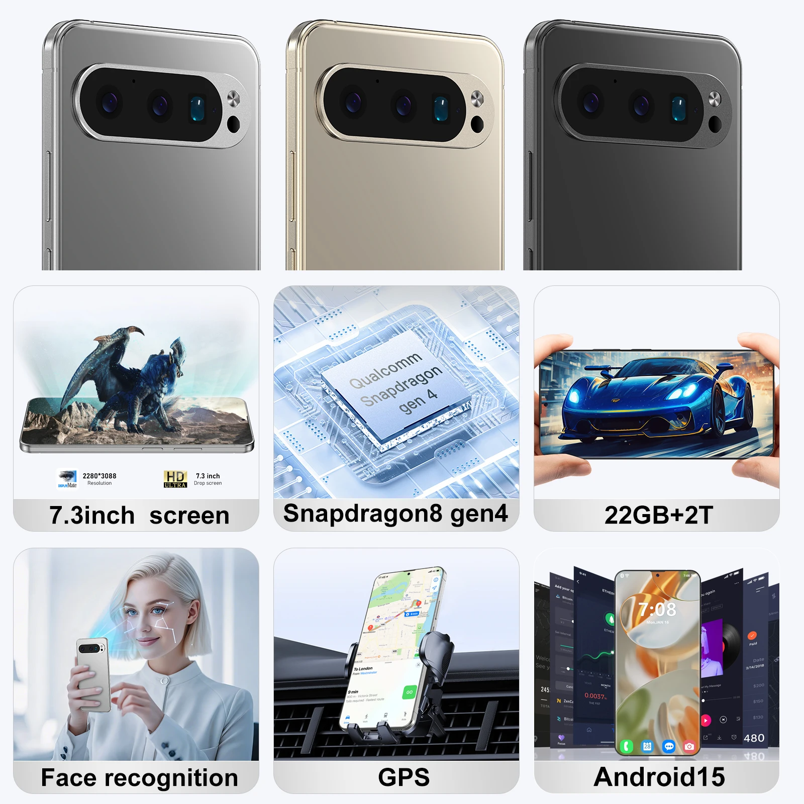 Pixel9 pro xl Android 15.0 22gram+2trom big battery LTE 5G 4G dual sim cards Smartphone global version phones