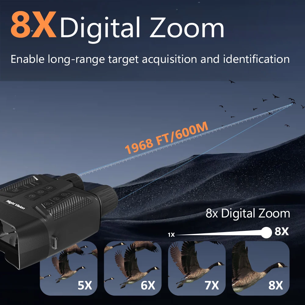 Large Screen Night Vision Goggles 4K Night Vision Binocular Digital Zoom 5000mAH Rechargeable Battery for Adults