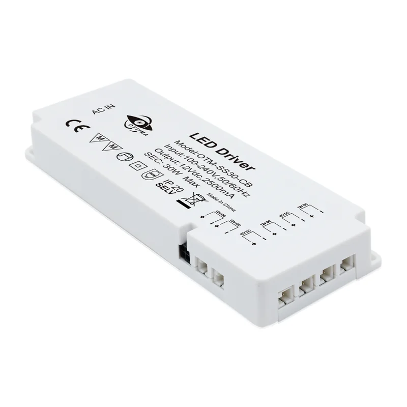 IP20 Constant Voltage led driver Power Supply Source 18W 24W 30W 12V 24V with 6 pcs DuPont terminal