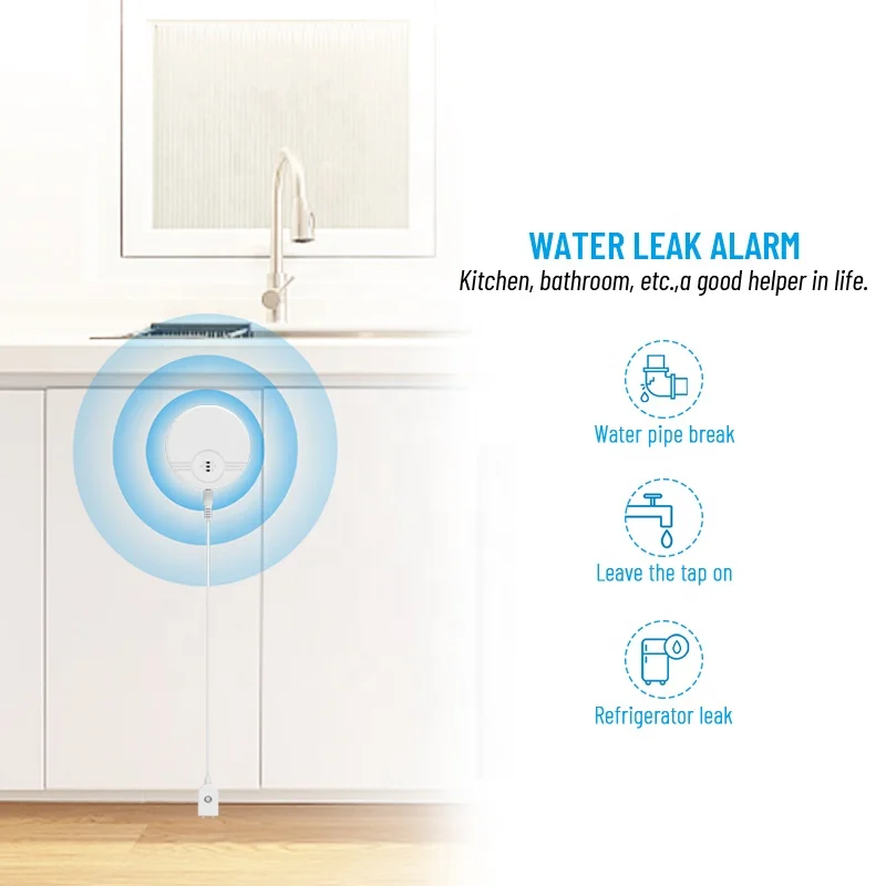 Factory direct 135DB portable multifunctional water buzzer leakage detection alarm for home security