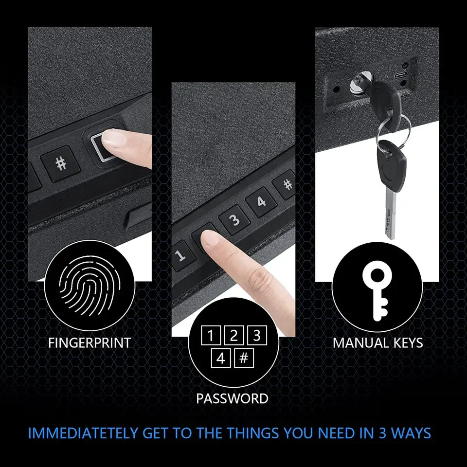 Safety Device Gun Safe Box Hidden Portable Hand Gun  Safe Fingerprint Biometric Gun Safe