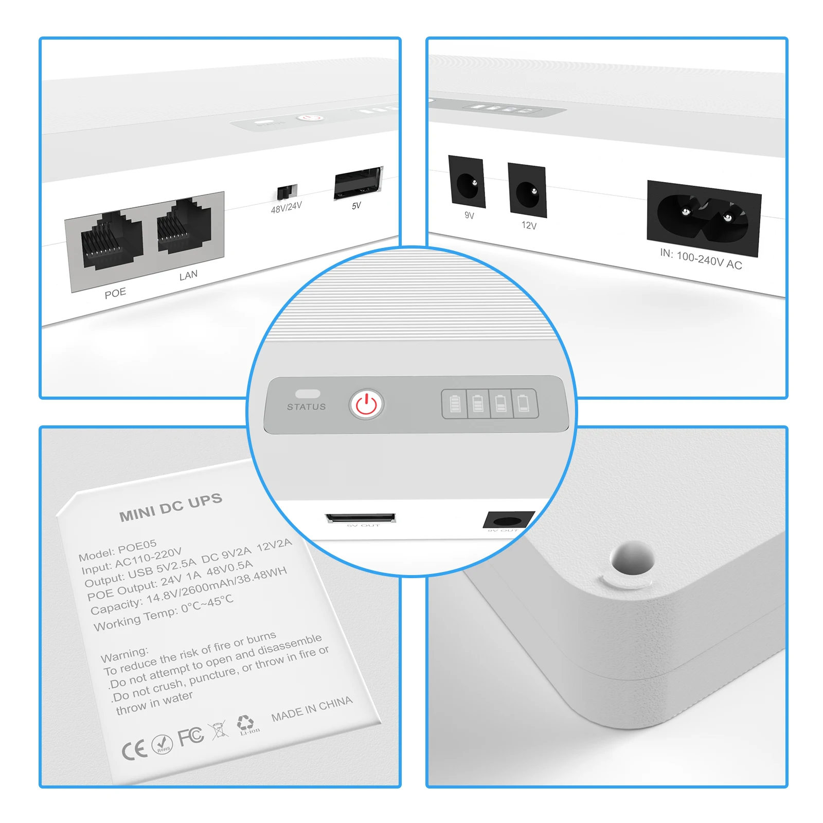 ODM POE UPS для Wi-Fi маршрутизатора CPE модема USB 5V DC 9V 12V 24V 48V mini ups ONU ONT MINI