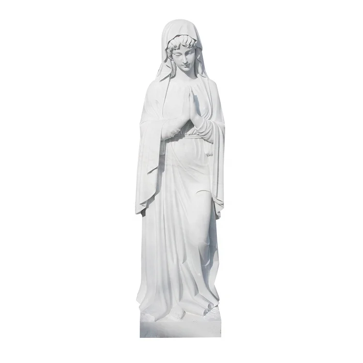 Classic Designs White Carved Stone Marble Virgin Lourdes Statue sculpture