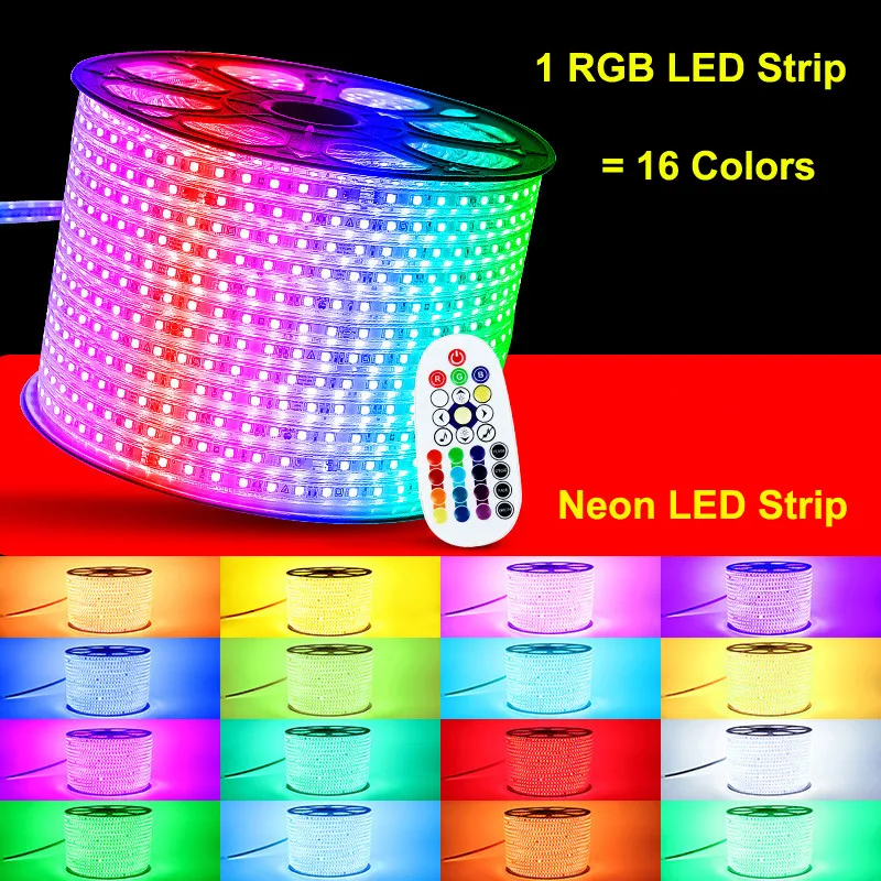 5m Waterproof 150 LEDs RGBW 44keys Remote Control Change rechargeable Waterproof IP67 5050 RGB led strip light