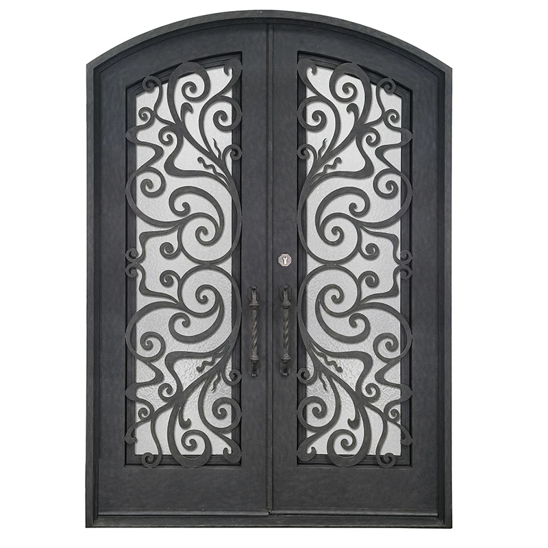 6FT / 8 FT Luxury Exterior Main Double Security Door Wrought Iron Front Entry Door
