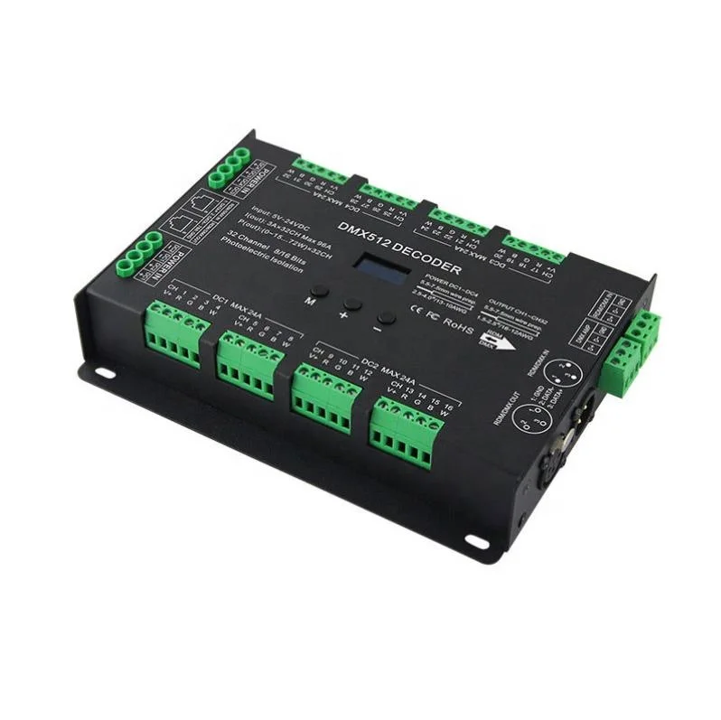32 канала 96A RGBW DMX 512 светодиодный декодер контроллер для DC5-24V RGB свет 8 бит/16 бит