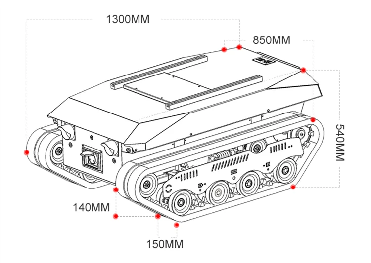 All terrain robot rubber track chassis crawler armored tracked vehicle  rubber track crawler  robot chassis