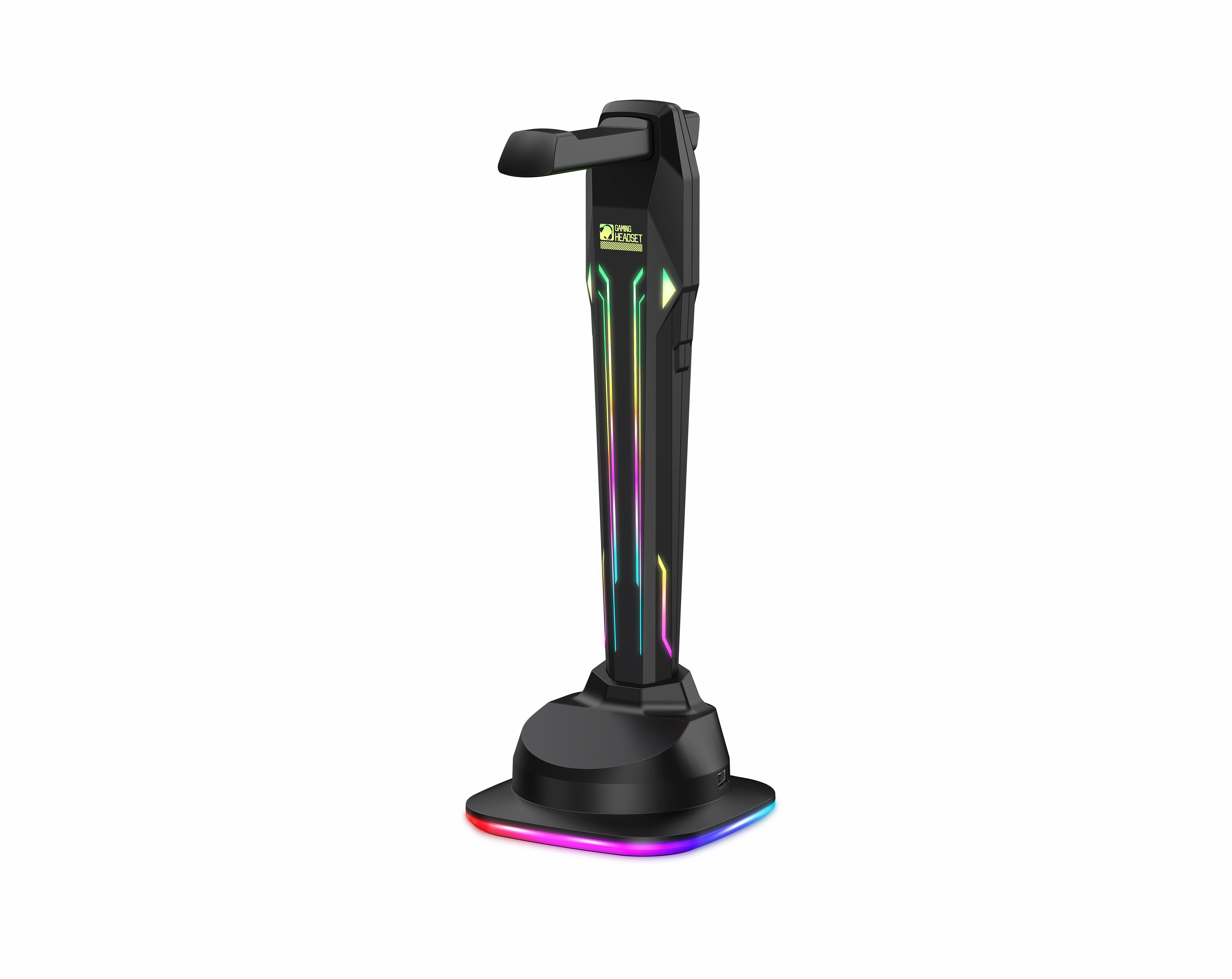 6-in-1 Controllable RGB Gaming LED Lights Headphone Holder Stand With 4 USB 2.0 HUB Docking Station FCC CE RoHs Certificated