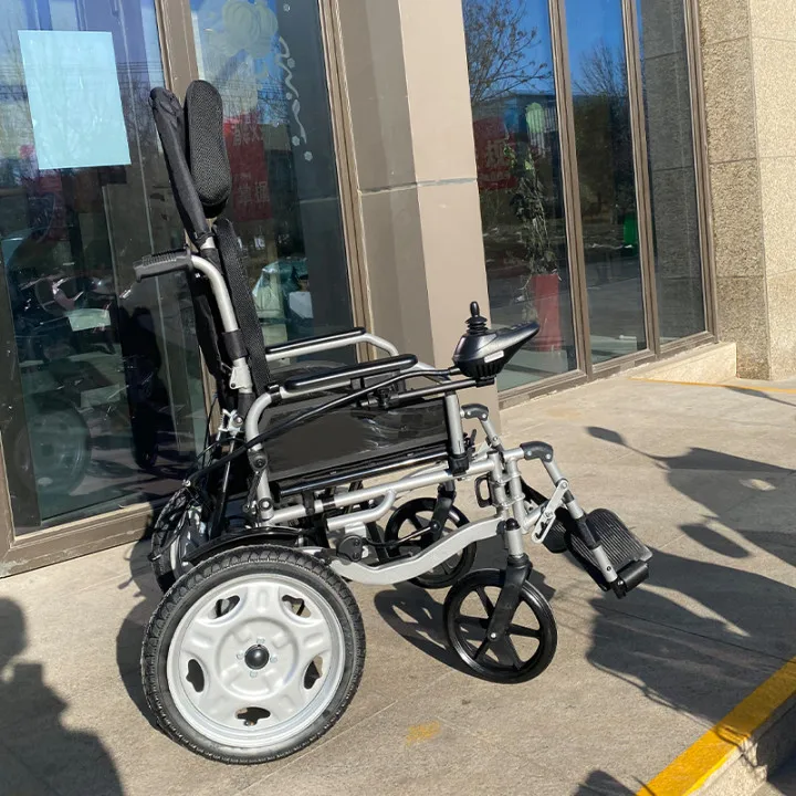 High Quality New Design Front Wheel Rim Folding Power Electric Wheelchair With 24v 12ah Battery
