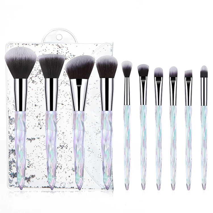 10 pcs clear colorful diamond crystal bling cosmetic maquillaje brochas makeup brush set