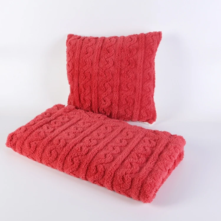 Low MOQ Home Decorative Throw Pillow Sherpa 3D Jacquard plush Fleece Pillow