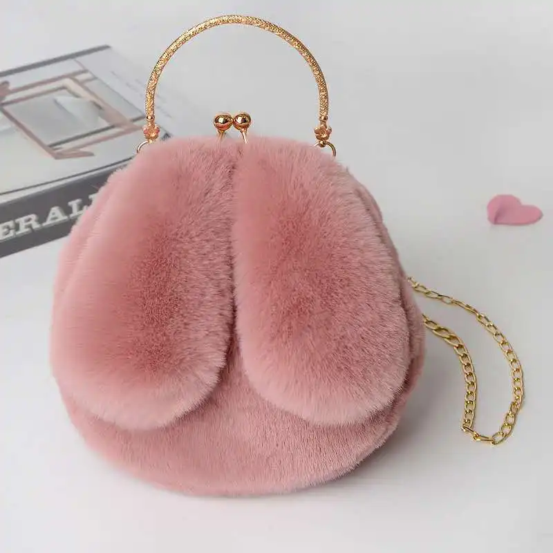 2023 New arrival ladies bags handbag Hot style cute plush hand bags New designs rabbit ears purses handbags for women