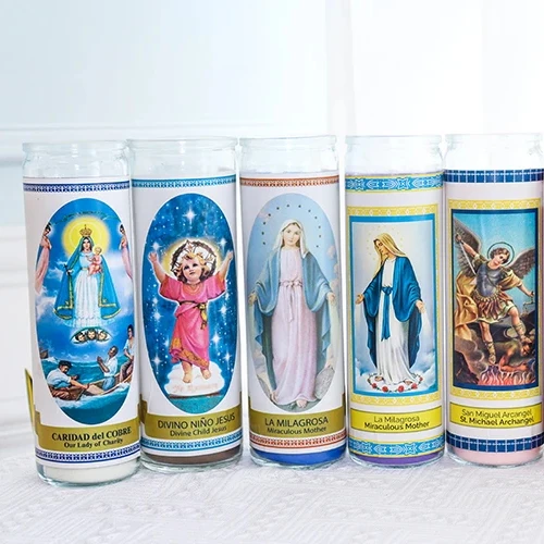 Aoyin красочные 7 дней церковная молитвенная стеклянная банка религиозная ароматическая свеча