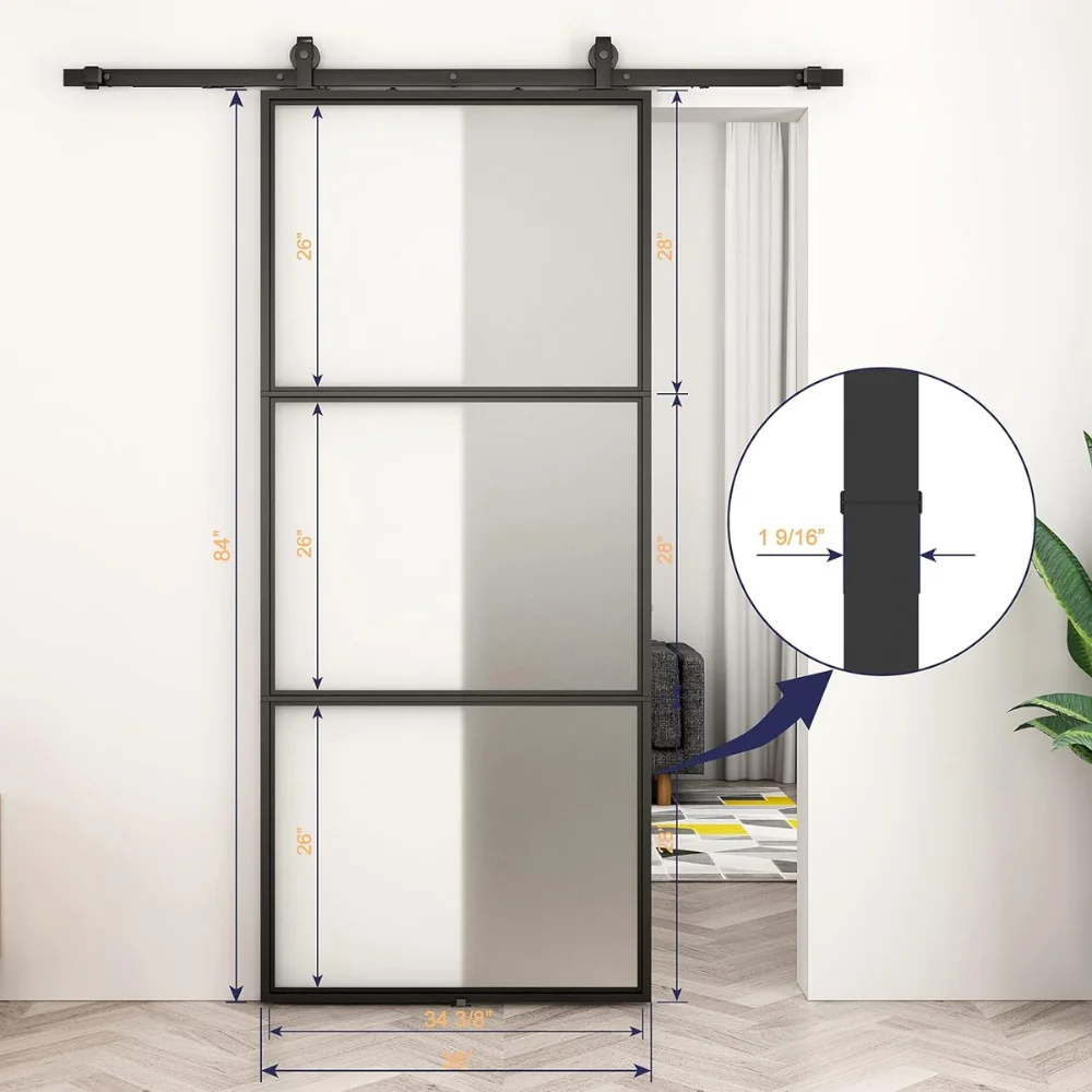 Glass and Metal Frame Glass Hollow Swing Door Interior Standard Door