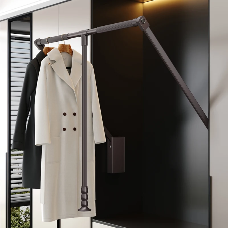 Wholesale Luxury Aluminum Organizer Design Pull Down Lift Closet Hanger Wardrobe Soft Display Stand Close Clothing Rack