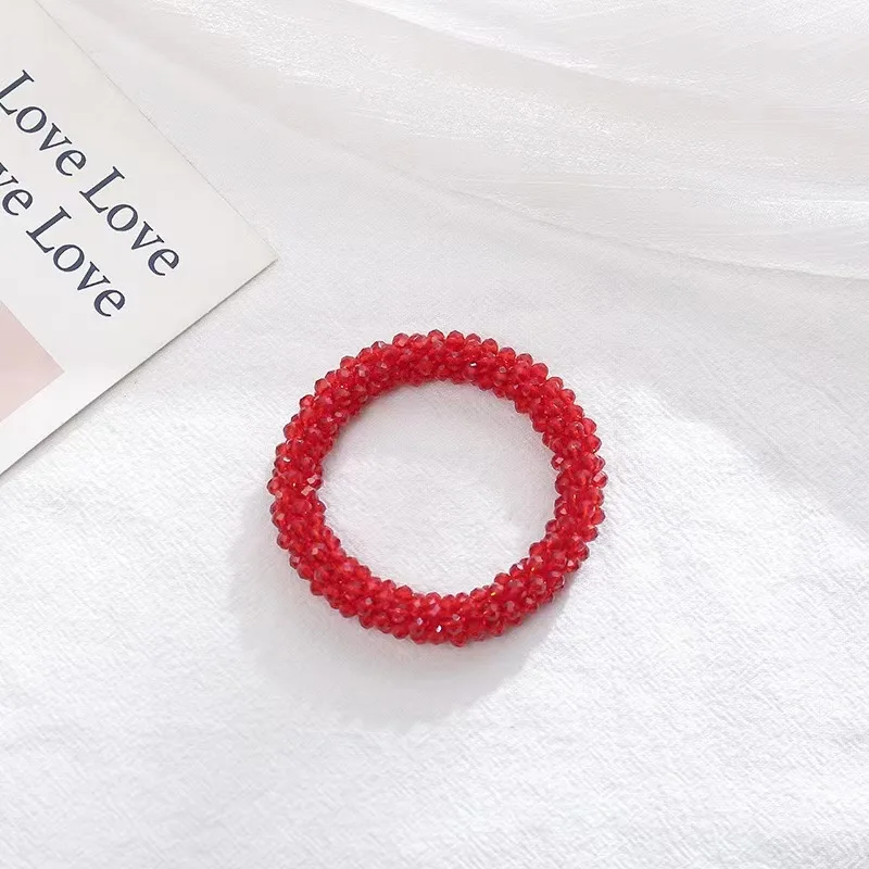 Hot Selling Fashionable Crystal Hair Scrunchies Elastic Beaded Bracelet