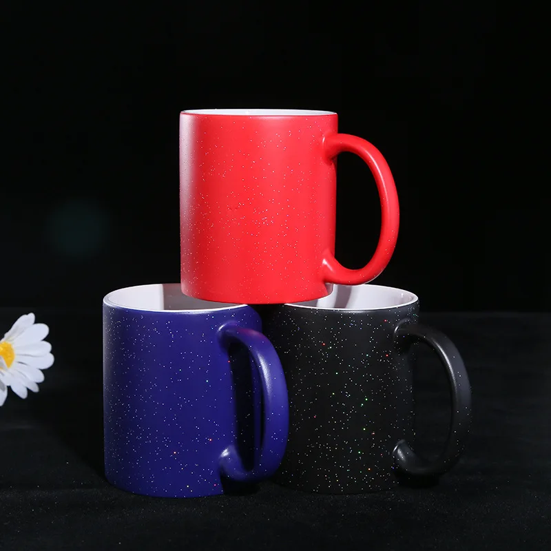Wholesale Sublimation Starry sky party supplies coffee Blue Black mugs with gift box heat sensitive ceramic mug