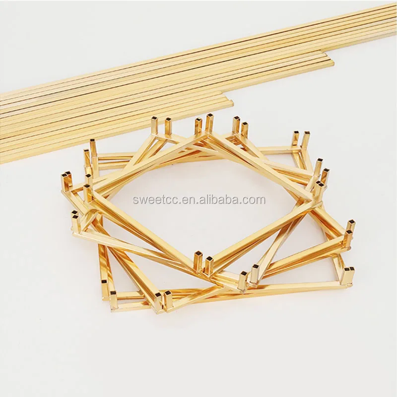 Factory Disassembly Wedding Decoration Rectangle Gold Metal Wedding Flower Vase,Flower Stand for Table Centerpiece