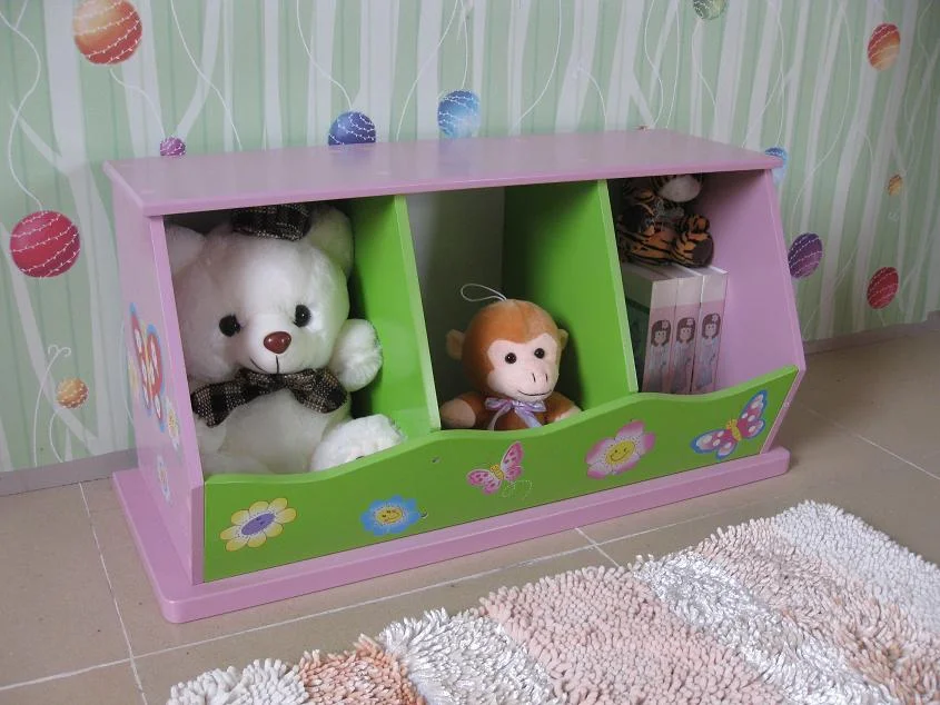 Toddler children kids wooden 3 cube shelf toy storage cabinet