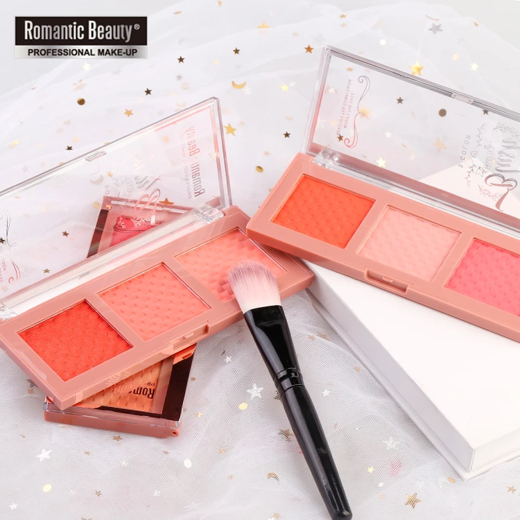 Romantic Beauty 3 Color Face Makeup Brand Blush Kit Custom Long Lasting Private Label Blusher