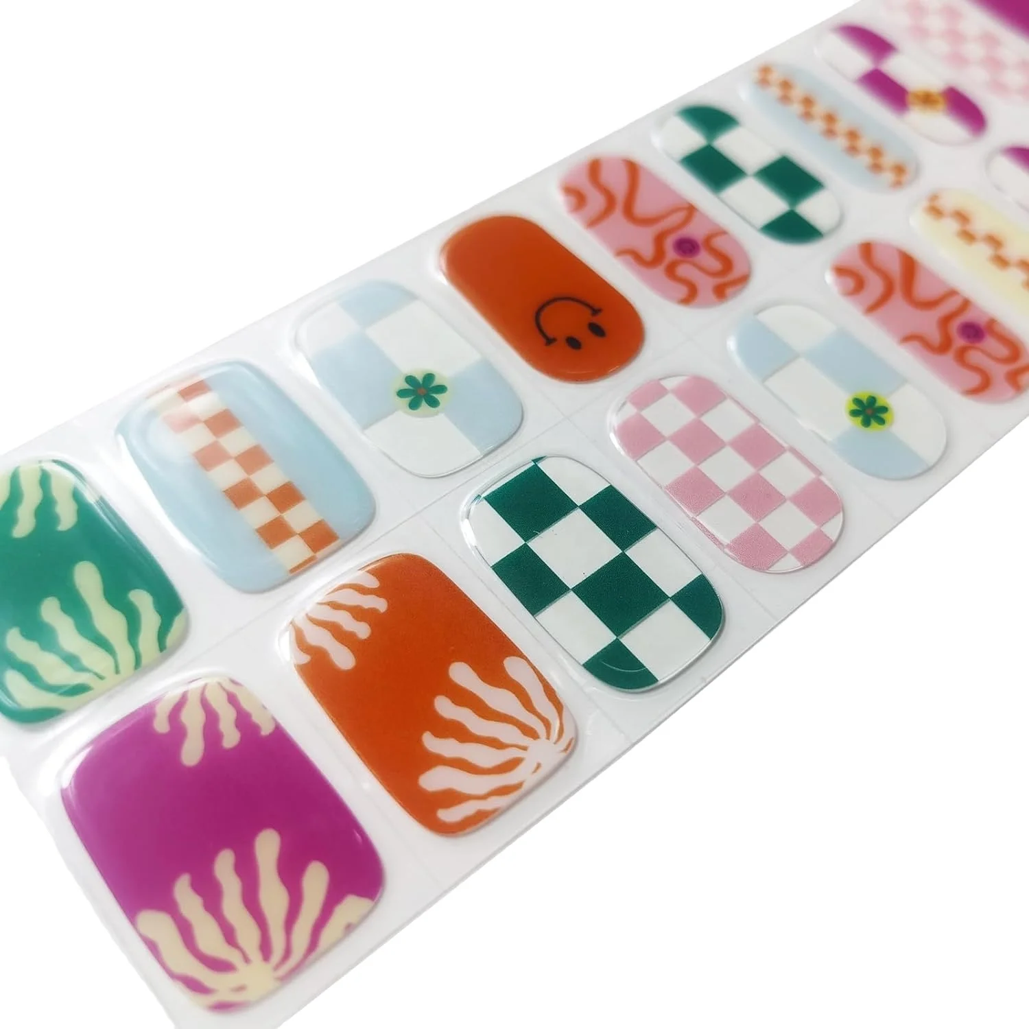 Semi Cured Gel Nail Strips Salon-Quality DIY Manicures Easy Application Long-Lasting 20pcs in Different Sizes & Patterns