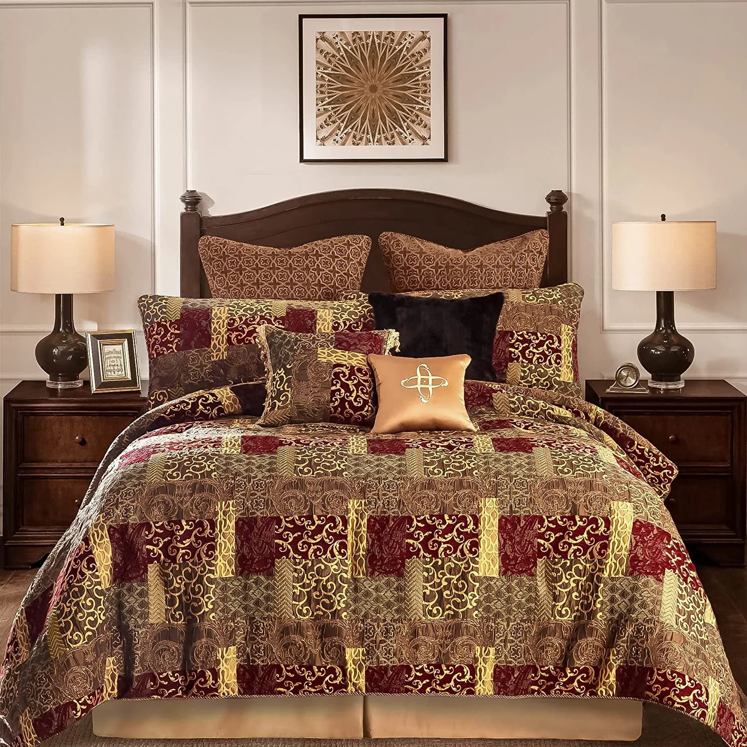 New Design Bedding Sets with Matching Curtains 9 Piece Bedding Bedspread Set Curtain Bedding Set