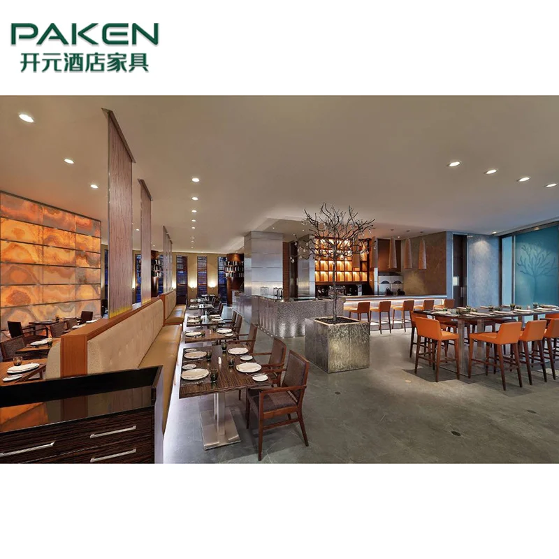 Modern Hotel Canteen Booth Seating Wooden Table And Chair Set Restaurant Furniture