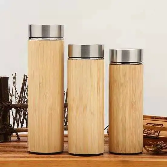 Personalized 18oz Bamboo Tea Tumbler with Stainless Steel Tea Infuser and basket, Double wall vacuum insulated travel bamboo Mug