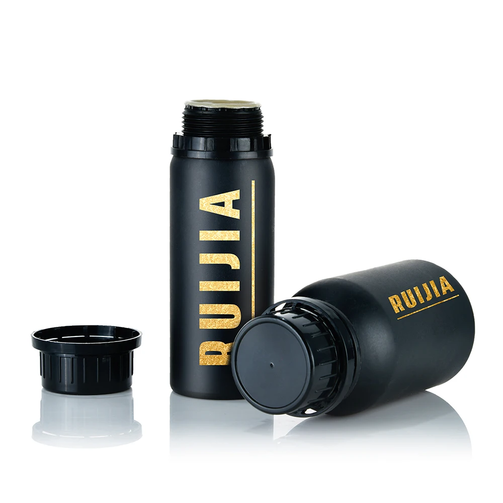 Wholesale High quality Cosmetic Container 50ml 100ml 250ml 500ml  Empty Container Black Aluminum Bottles With Anti-theft Cap