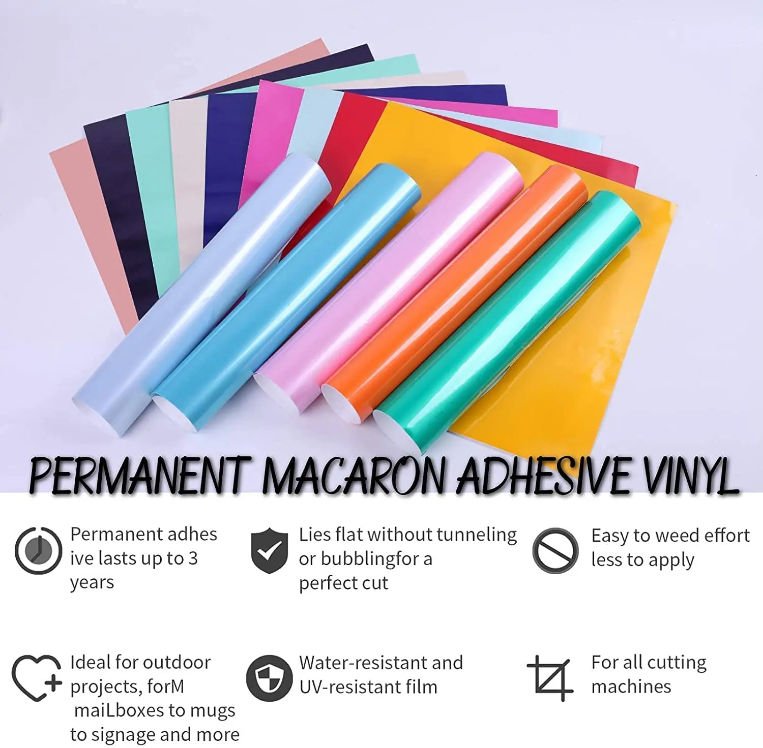 High Quality Waterproof Advertising Stickers Self-adhesive  Vinyl Roll Waterproof Macaron Vinyl Self Adhesive Craft Vinyl Film