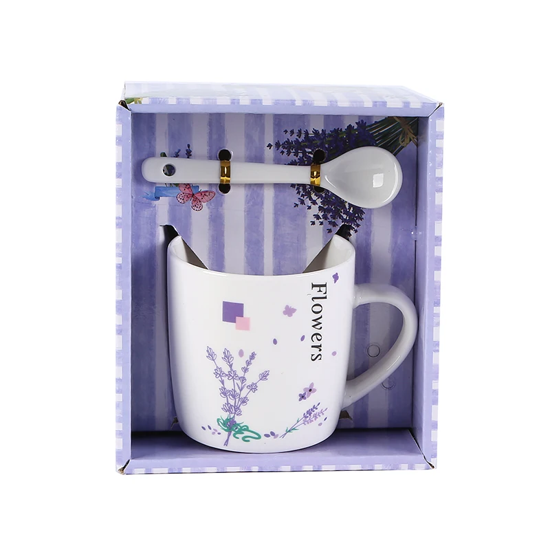 Portuguese Republic flower lavender  Tea Coffee Ceramic Mugs Customized Logo Acceptable coffee cup