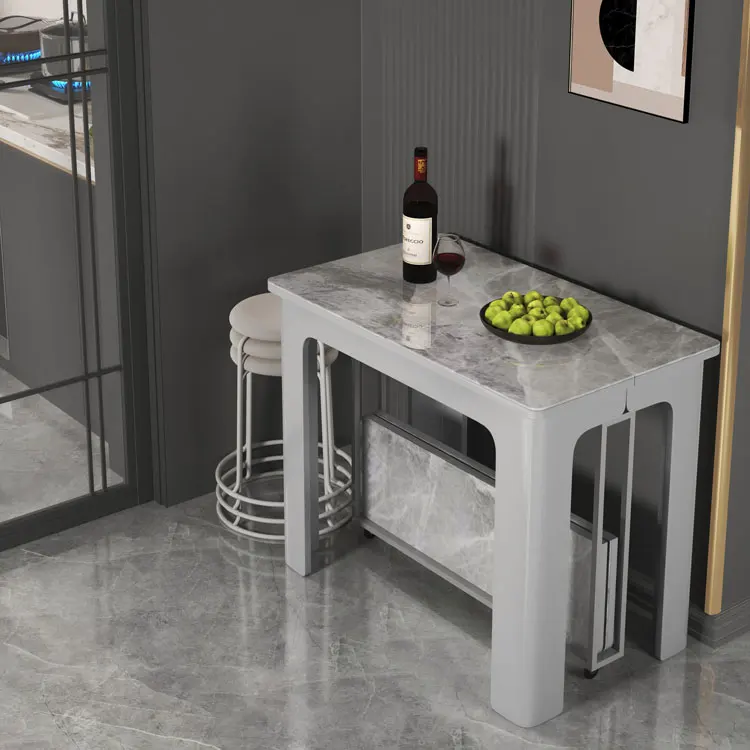 Rock Plate Extendable Dining Table Set Folded Wood Frame Unique table for Kitchen Living Room Hotel 6 8 seat