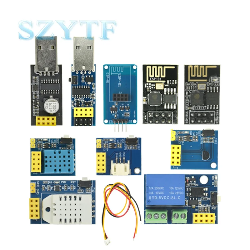 ESP8266  ESP-01S Wifi Wireless Module DHT22 WS2812 AM2302 ESP-01 DS18B20 DHT22 Relay Download Module Kit For Smart Home