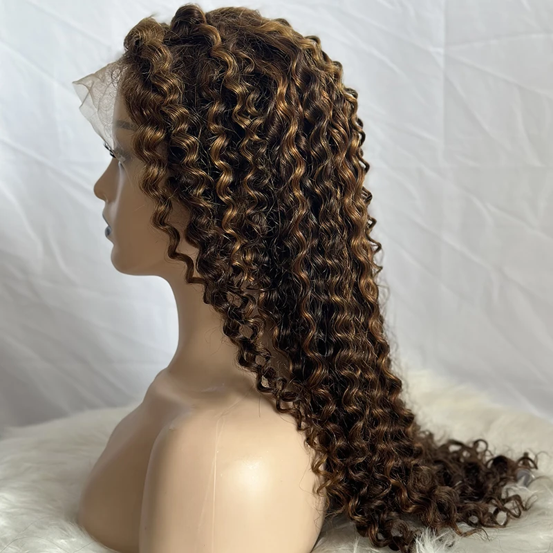 Highlight Water Wave Lace Front Wig Human Hair for Women Piano Ombre Brown 13X4 Lace Frontal Wig Pre Plucked with Baby Hair