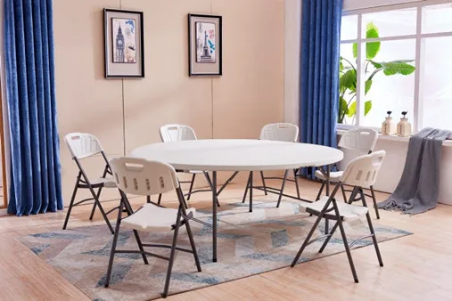6//5/4ft Wholesale Outdoor Party Wedding Catering Folding in Half Plastic White Round Table