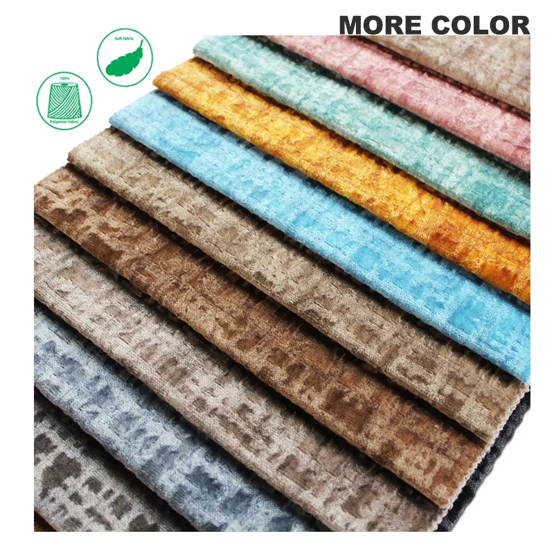 Eco-friendly Woven polyester chenille jacquard velvet upholstery fabric warm soft touch chenille fabric