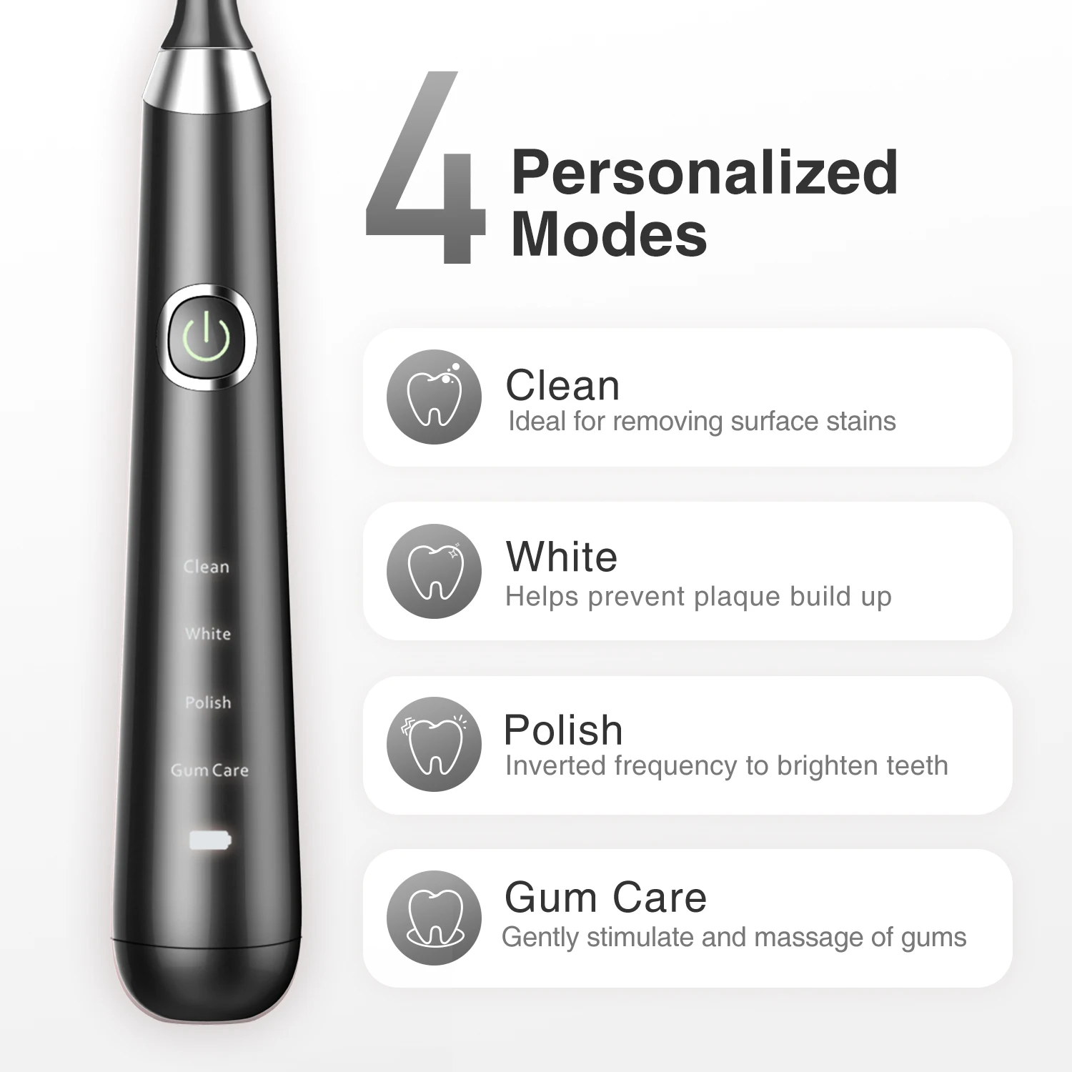 Hanasco Factory Customize Private Label  H3 Arc Shape Rechargeable Adult Sonic Electric Toothbrush With Wireless Charging Base