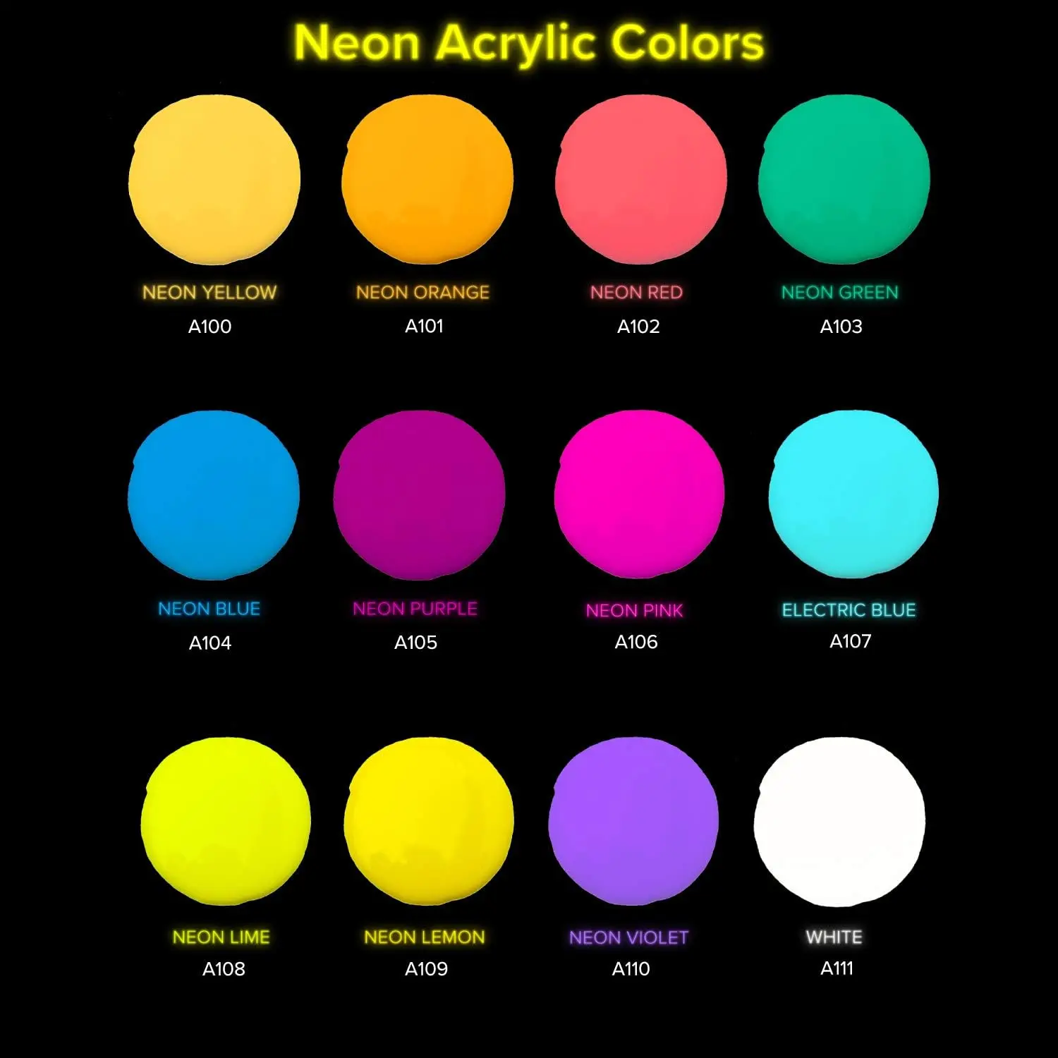 12 color bottles acrylic pouring painting glow in the dark acrylic paint professional neon acrylic paint